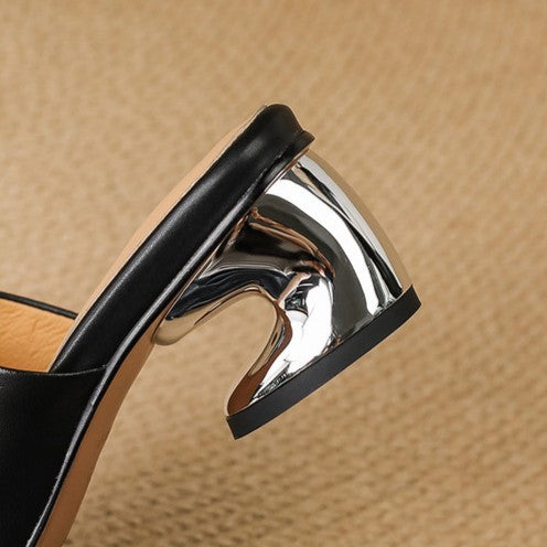 Mule in pelle Virelle Curve con tacco
