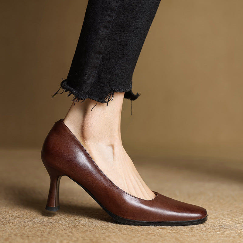 Elviera Décolleté Quadrati in Pelle