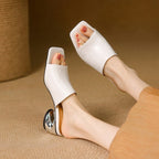 Mule in pelle Virelle Curve con tacco