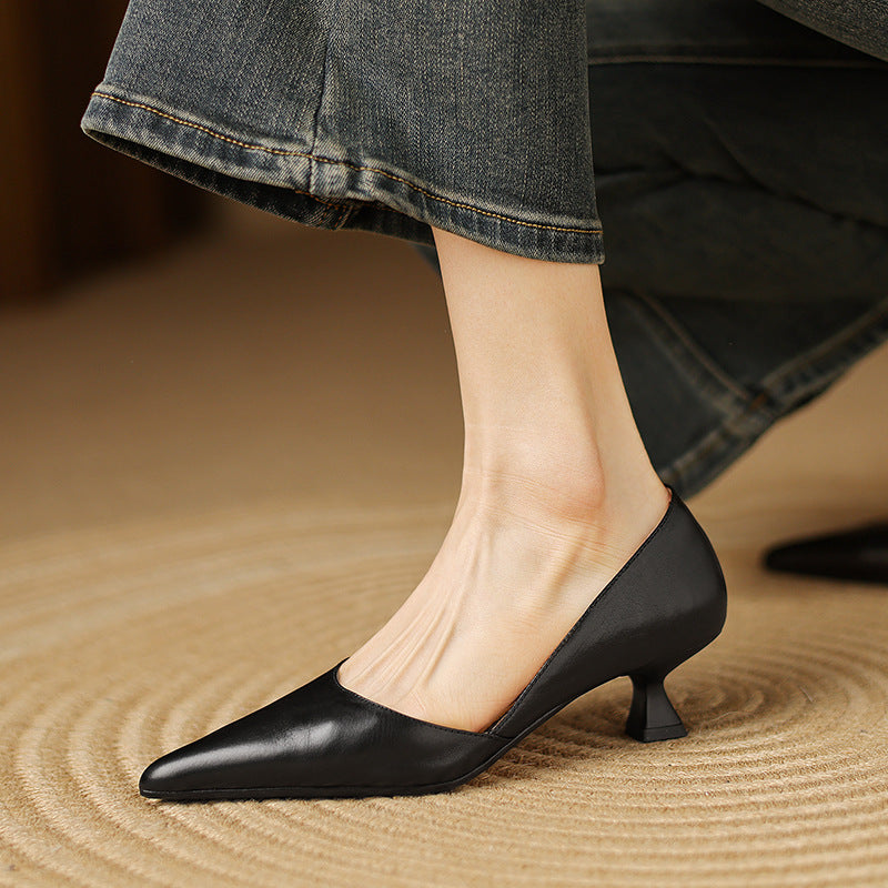 Ceyra Scarpe con Tacco Kitten in Pelle