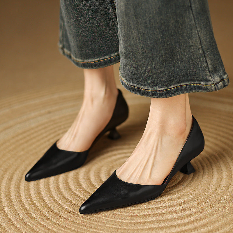Ceyra Scarpe con Tacco Kitten in Pelle