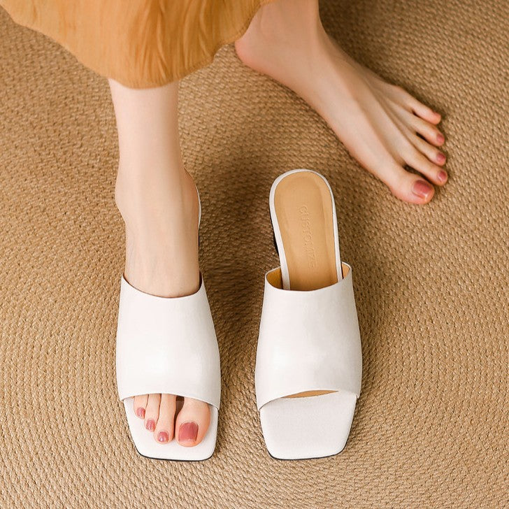 Mule in pelle Virelle Curve con tacco