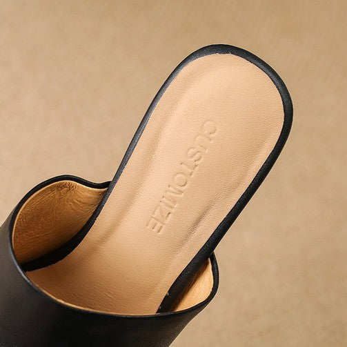 Mule in pelle Virelle Curve con tacco