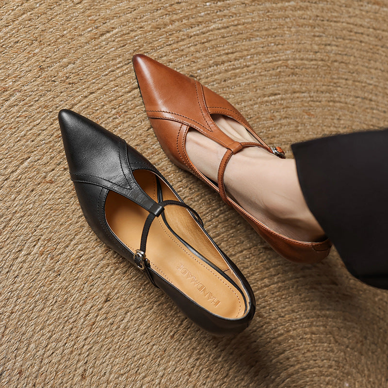 Aveline Pumps con T-Riemen in Pelle