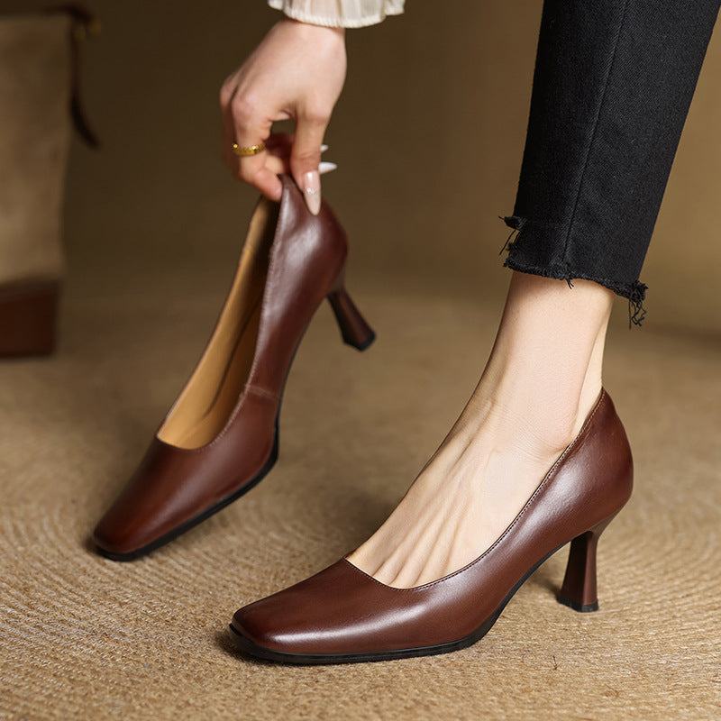 Elviera Décolleté Quadrati in Pelle