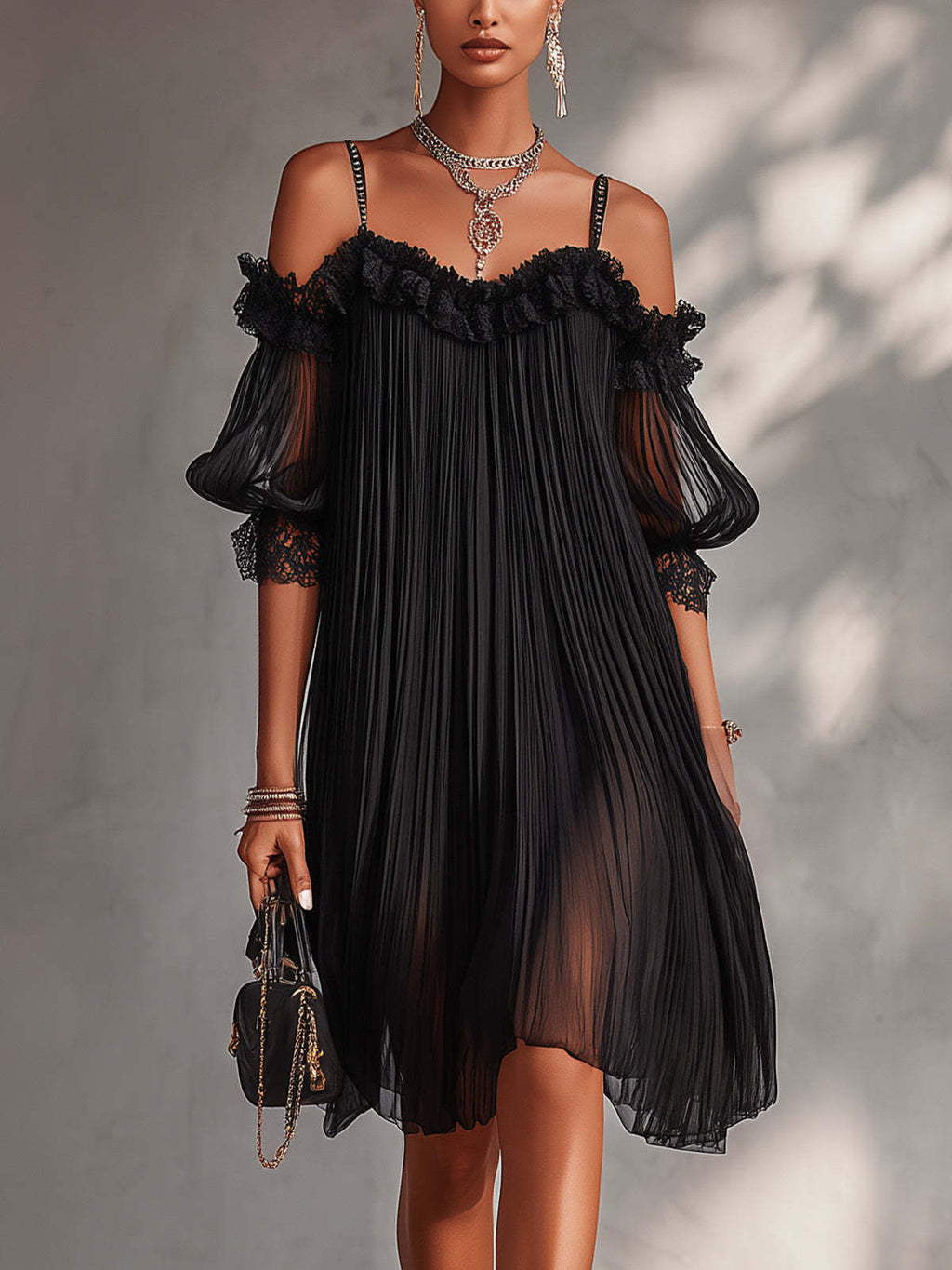 Aurore | Abito Lungo in Mousseline Collo a V