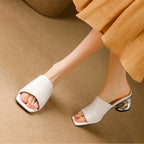 Mule in pelle Virelle Curve con tacco