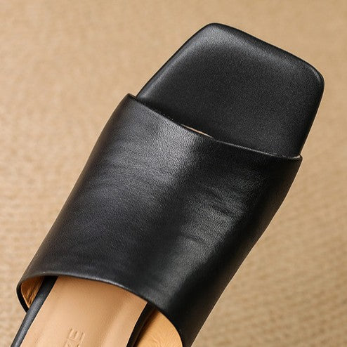 Mule in pelle Virelle Curve con tacco