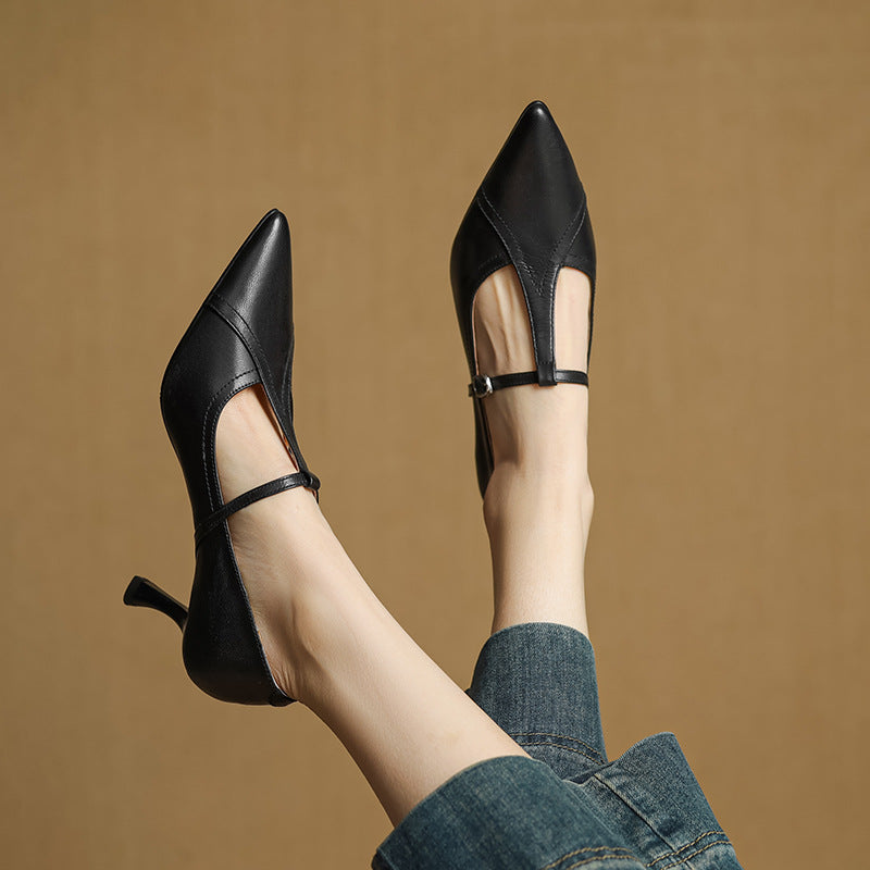 Aveline Pumps con T-Riemen in Pelle