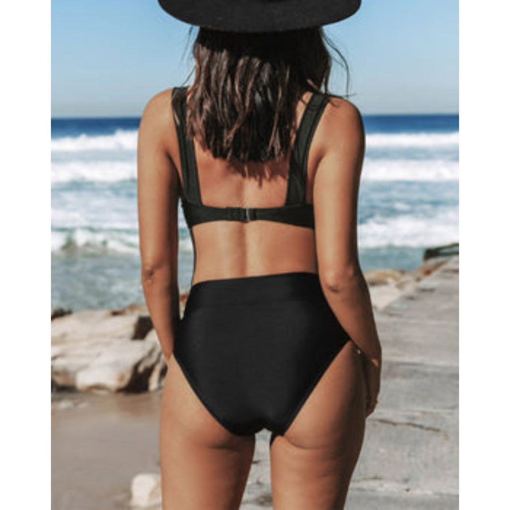 Hilde - Costume da bagno monocolore a vita alta