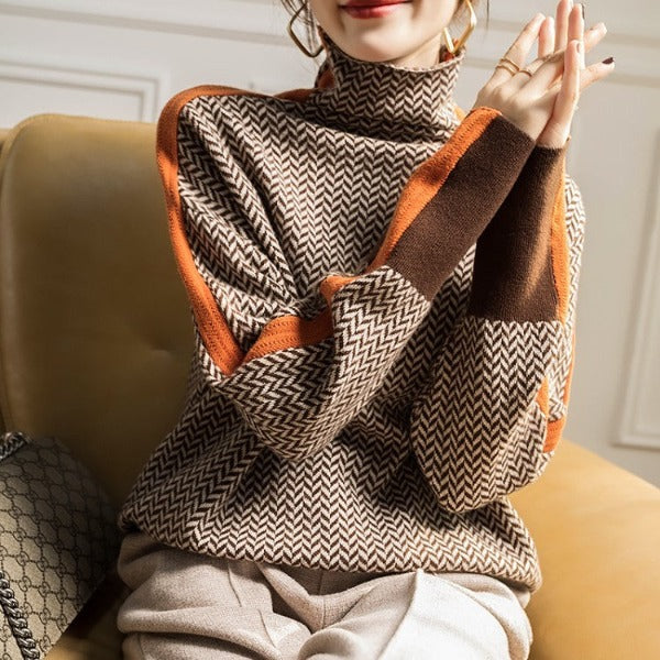 Lindemann Atelier | Malou – Maglione a collo alto con strisce a contrasto