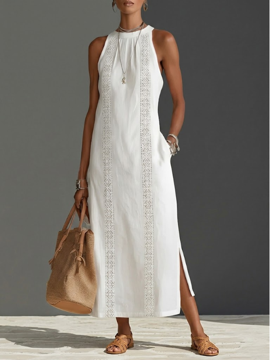 Amandine | Il vestito lungo bianco in lino elegante