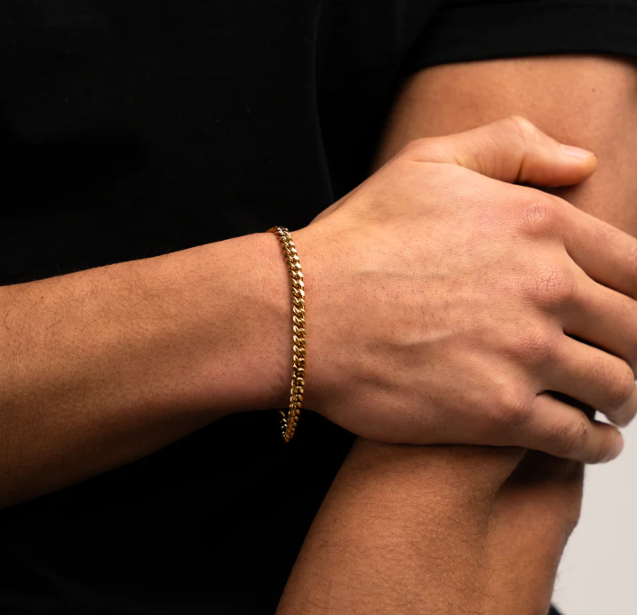 Bracciale Cuban Link in Oro per Uomini - Bracciale a Maglia Spessa