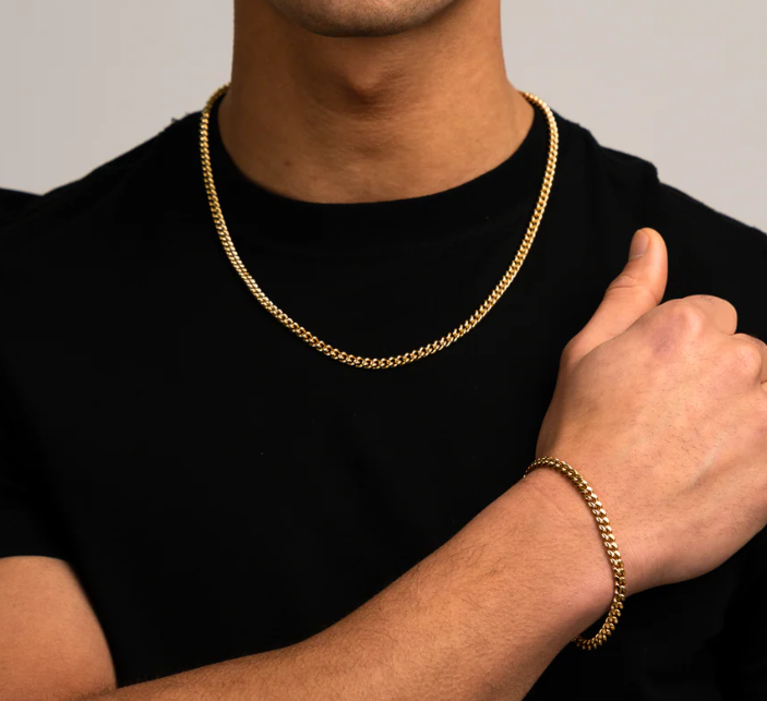 Bracciale Cuban Link in Oro per Uomini - Bracciale a Maglia Spessa