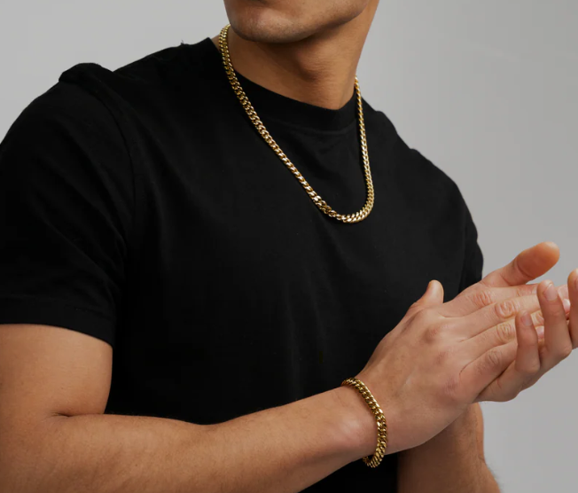 Bracciale Cuban Link in Oro per Uomini - Bracciale a Maglia Spessa
