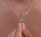 Collana da Uomo con Croce - Collana a Maglia in Acciaio Inossidabile