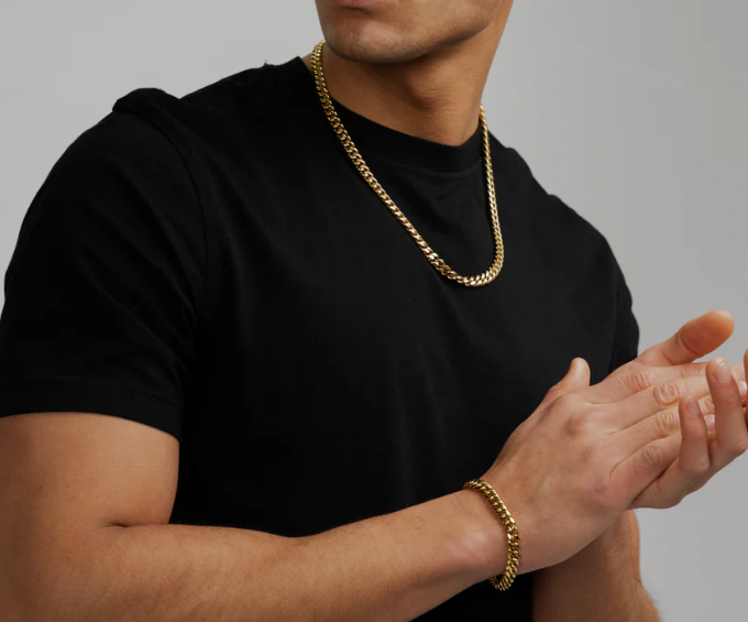 Collana Cuban Link in Oro per Uomini - Catena Robusta in Acciaio Inossidabile
