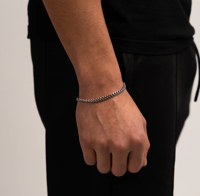 Bracciale Cuban Link in Argento per Uomini - Bracciale a Maglia Spessa
