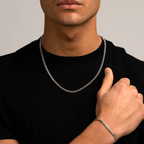 Bracciale Cuban Link in Argento per Uomini - Bracciale a Maglia Spessa