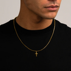 Collana da Uomo con Croce - Collana a Maglia in Acciaio Inossidabile