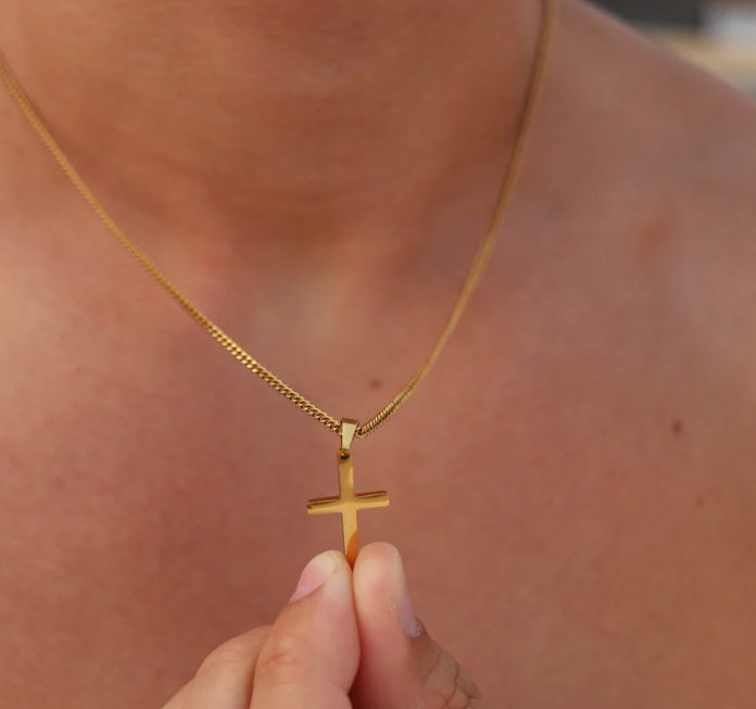 Collana da Uomo con Croce - Collana a Maglia in Acciaio Inossidabile