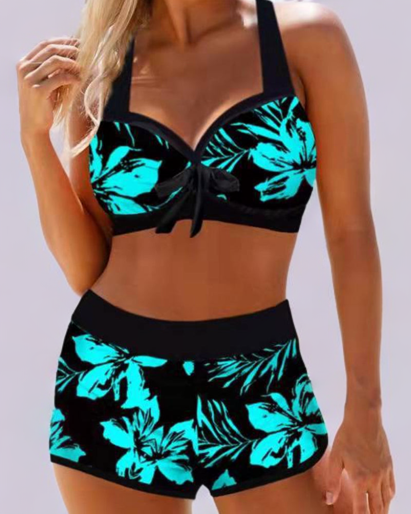 Sherrie - Costume da bagno a vita alta con motivo floreale