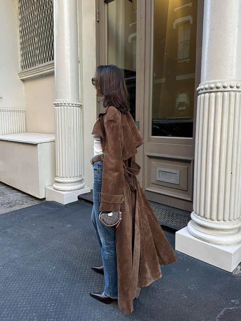 Frejas™| Cappotto lungo in ecopelle scamosciata