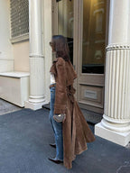 Frejas™| Cappotto lungo in ecopelle scamosciata