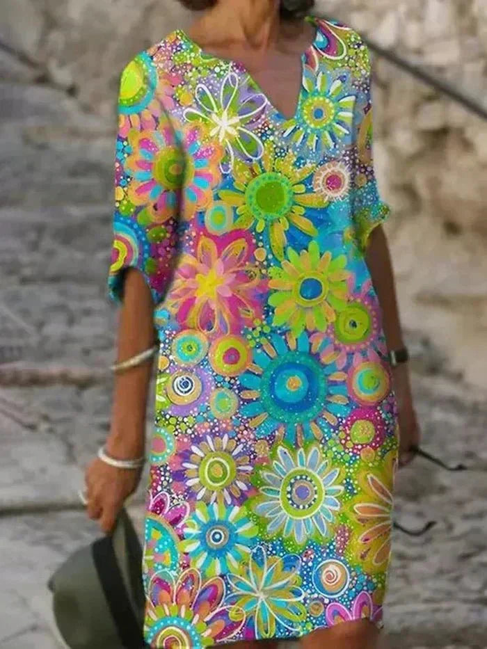 Nira | Abito Midi a Fiori Vivaci