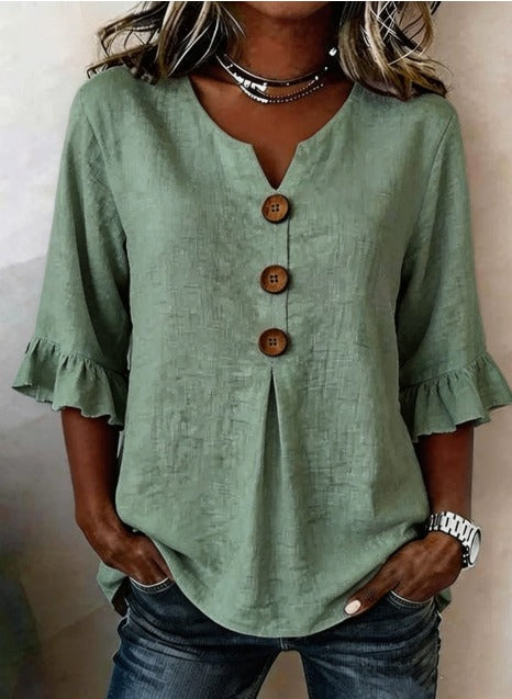 Sophie | Blusa bottonata con volant