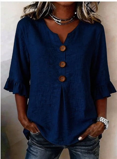 Sophie | Blusa bottonata con volant