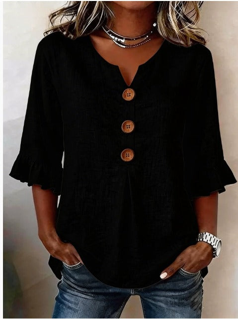 Sophie | Blusa bottonata con volant