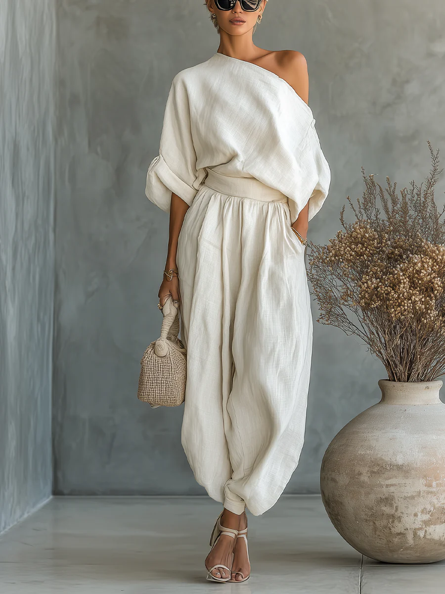 Emma | Completo elegante a due pezzi asimmetrico