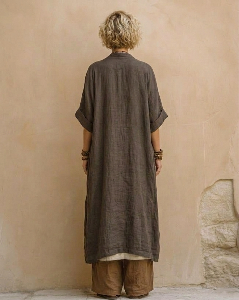 Juliette | Completo tre pezzi nomade bohémien grigio scuro e marrone con motivo tribale
