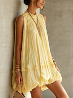 Margaux | Mini Abito con Volant, Collo Halter, Giallo