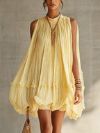 Margaux | Mini Abito con Volant, Collo Halter, Giallo