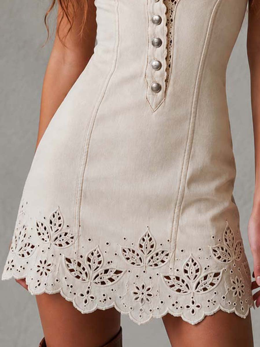 Gabrielle | Abito Mini in Pizzo Ivorio con Scollatura a V