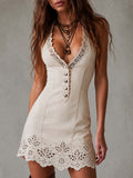 Gabrielle | Abito Mini in Pizzo Ivorio con Scollatura a V