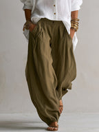 Capucine | Camicia Bianca Ampia e Pantalone Lantern Verde Oliva