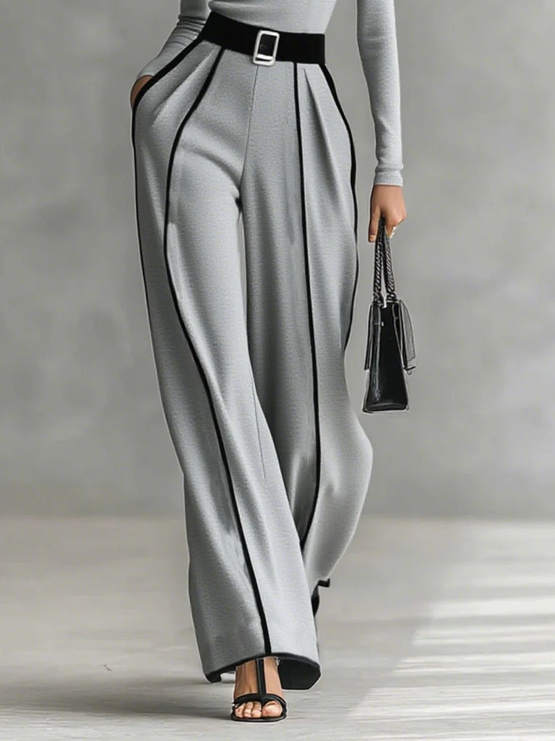 Adèle | Completo con Collo Alto e Bordo Bianco e Pantaloni Larghi