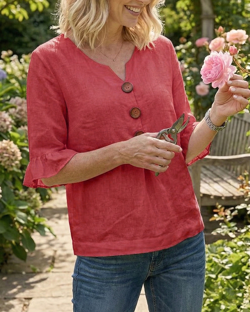 Sophie | Blusa bottonata con volant