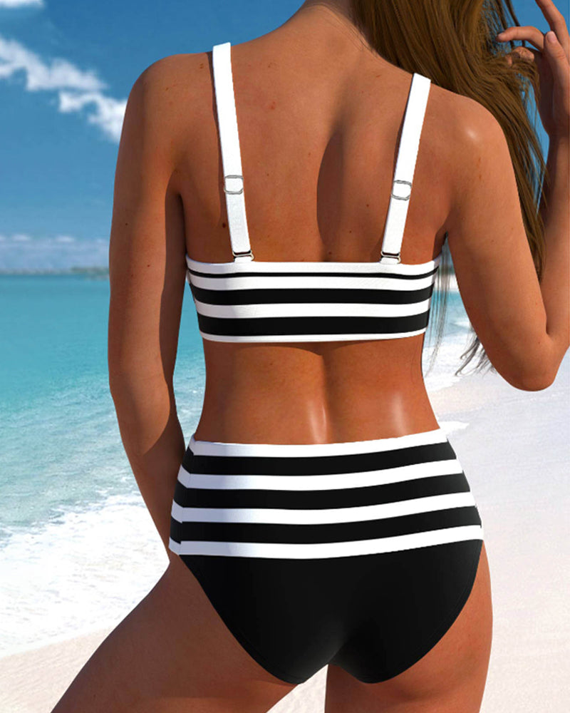Laluna® | Bikini a righe con vita alta