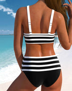 Laluna® | Bikini a righe con vita alta