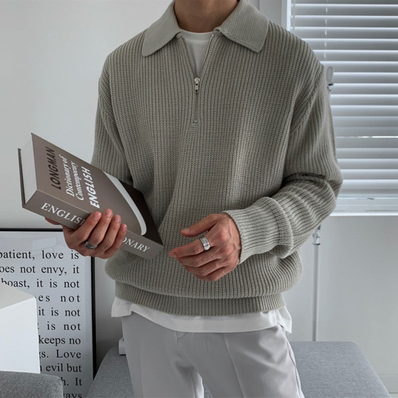 Arno | Maglione in Cotone con Mezza Zip