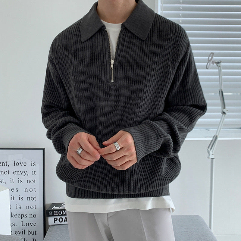 Arno | Maglione in Cotone con Mezza Zip