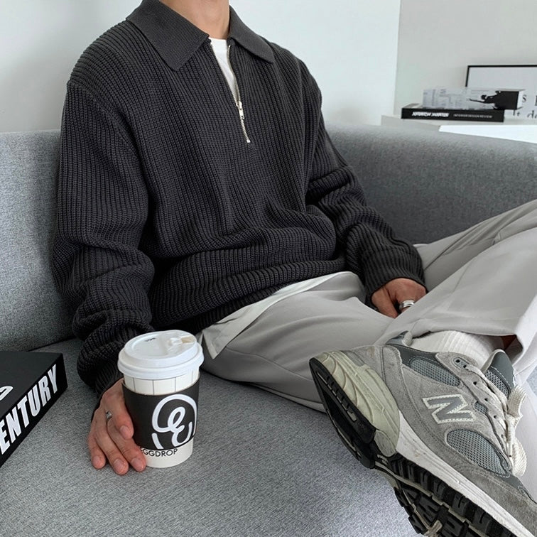 Arno | Maglione in Cotone con Mezza Zip