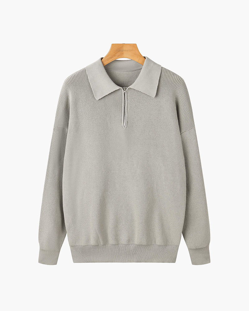 Arno | Maglione in Cotone con Mezza Zip
