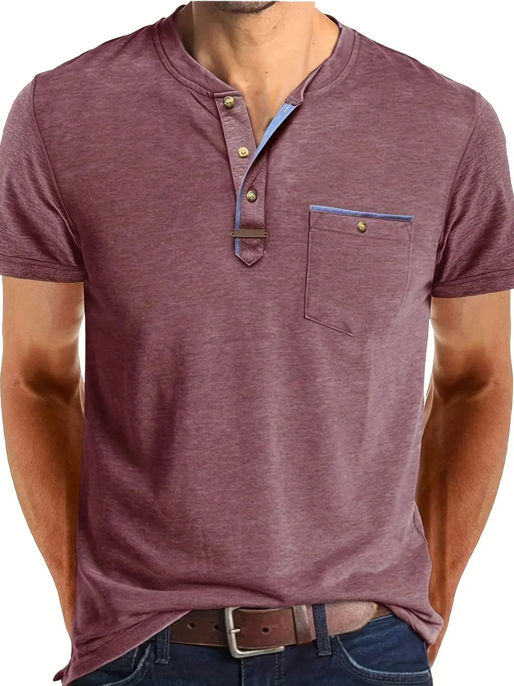 Saxon Elegante T-shirt a girocollo con tasca