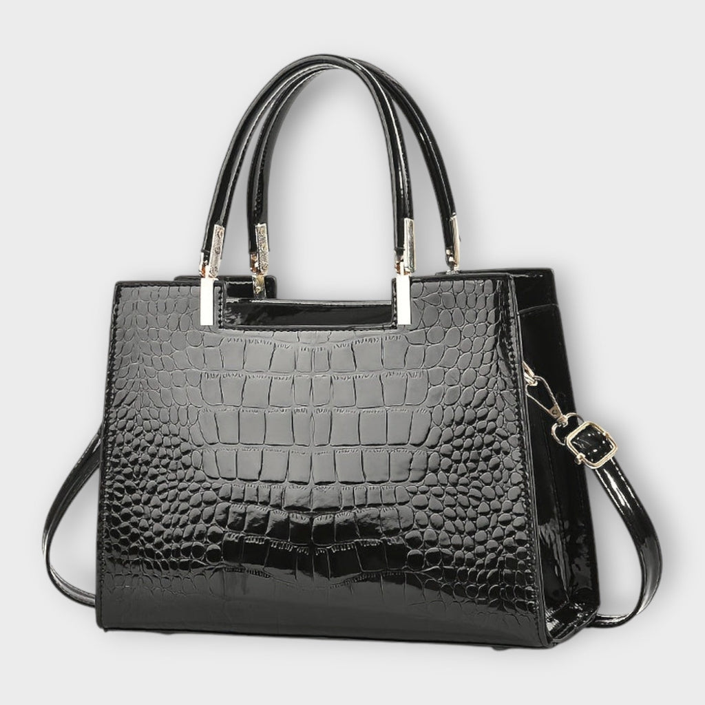 Olivia - Borsa a mano con stampa coccodrillo lucido