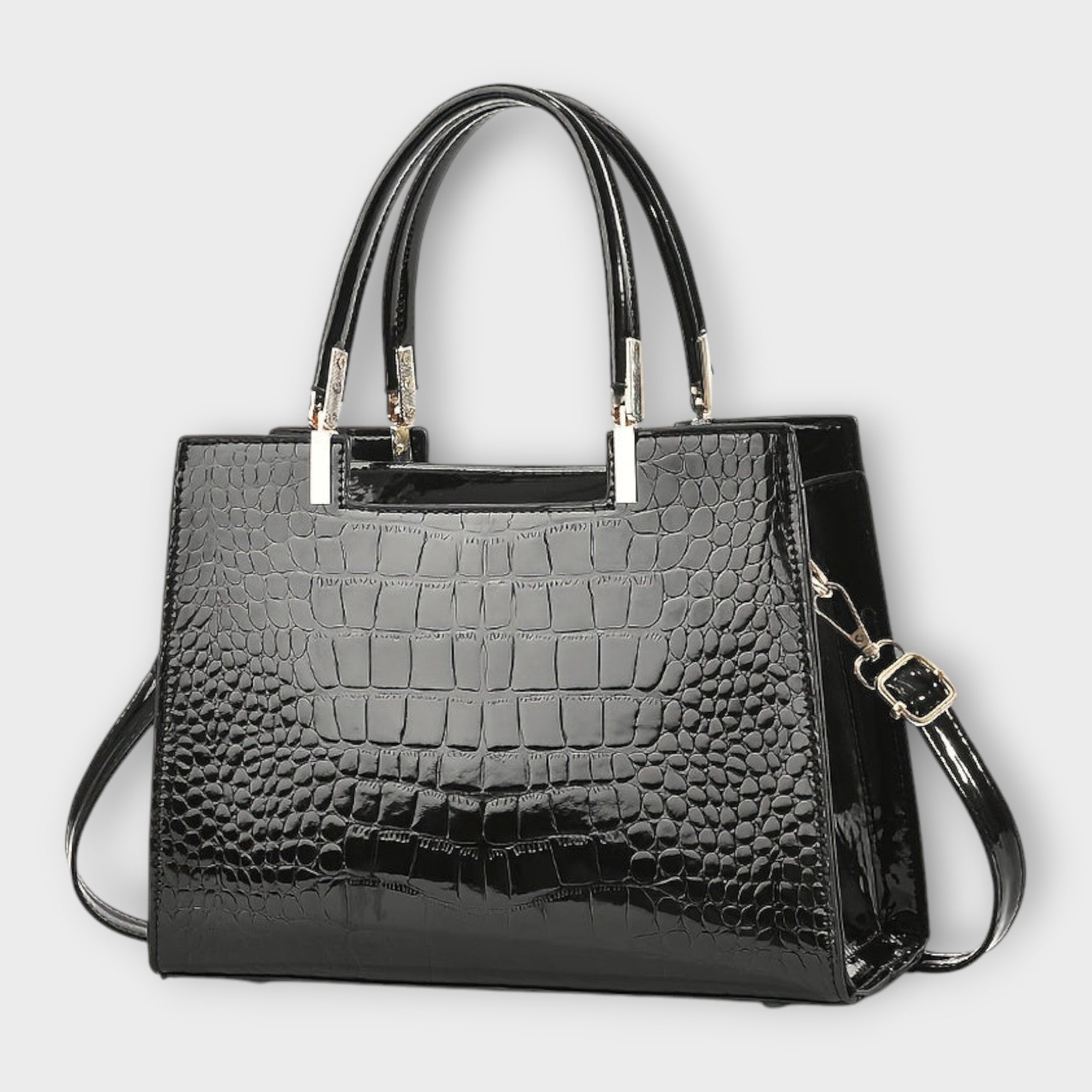 Olivia - Borsa a mano con stampa coccodrillo lucido